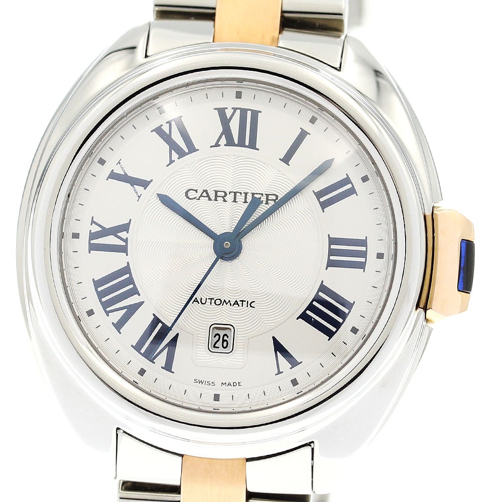 カルティエ CARTIER W2CL0004 クレ ドゥ カルティエ コンビ デイト 自動巻き レディース 美品 保証書付き_902507【中古】