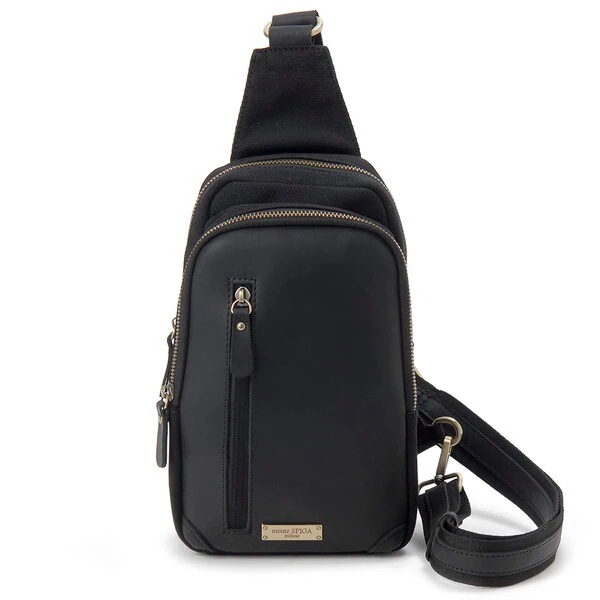 monte SPIGA コットン&オイルレザー ボディバッグ MOSWMTP022BK ブラック