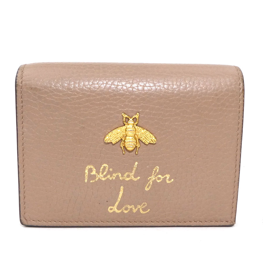 グッチ GUCCI 二つ折り財布 レザー ベージュ レディース 460185 r10841a