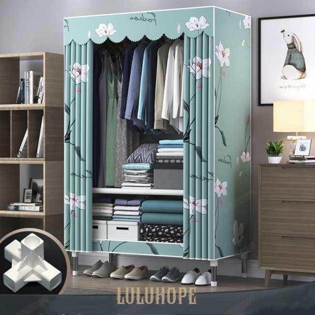 【2枚購入で100円OFF】ワードローブ 大容量 服 収納 クローゼット ハンガーラック カバー付き 春夏秋冬 雑物 男女 色付きロッド 簡単組立式 耐久性 グレーカバ