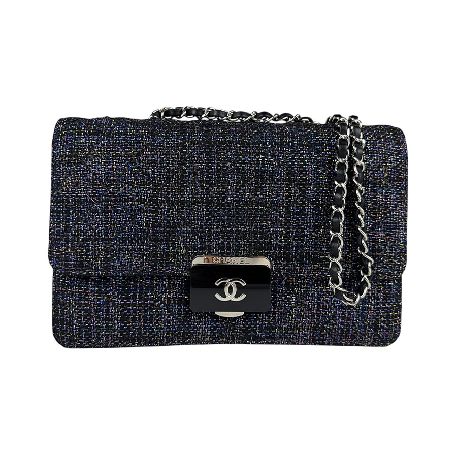 シャネル CHANEL ショルダーバッグ ツイード/レザー ブラック/マルチカラー シルバー レディース z5395
