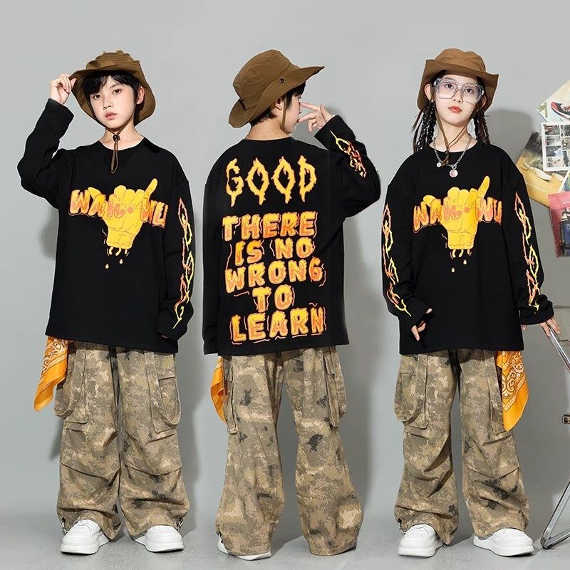 子供の街のダンスのファッション服のヒップホップのスーツのhiphopのゆったりした衛の女の子のジャズのダンスの子供のショーの公演服