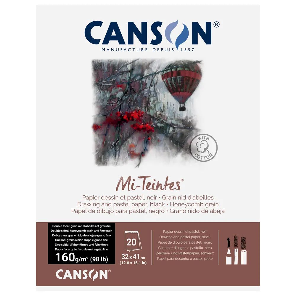 （まとめ買い）色画用紙 キャンソン ミタント パッド 32x41cm F6サイズ ブラック 20枚 C31036P002 [x3]