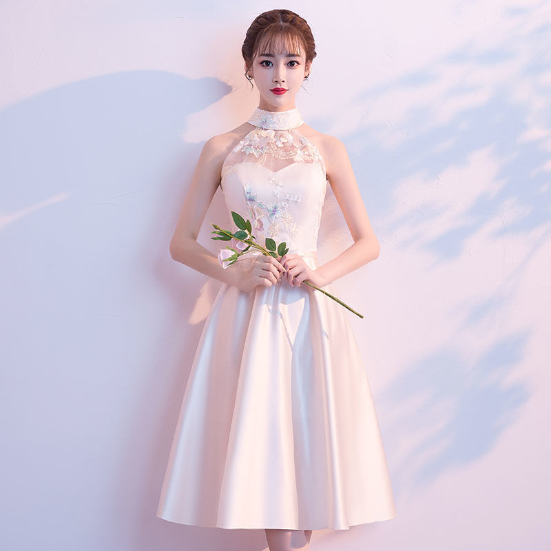 ブライドメイドドレス新しい短いセクション薄い姉妹スカート花嫁介添人グループ学生卒業小さなドレススカー