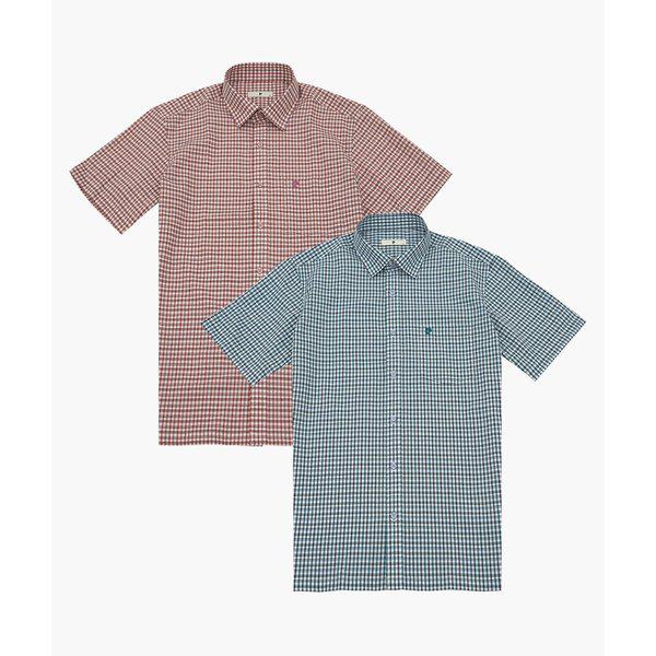 配色チェックサッカーノーマルフィット半袖シャツ PPWS2615