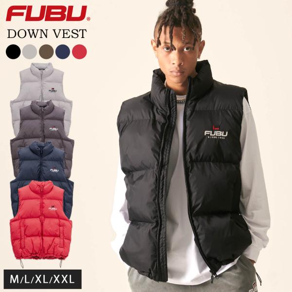 FUBU フブ ダウンベスト メンズ 中綿ベスト ナイロン 防寒 保温 ハイネック ジップアップ 無地 アウター 刺繍 オーバーサイズ 大きいサイズ アメカジ 12,672円