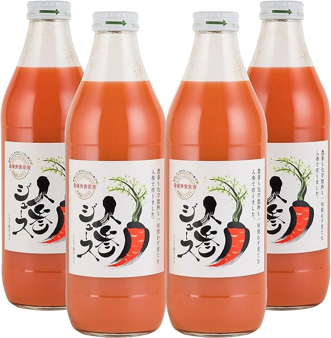 奇跡の人参ジュース 出口崇仁農園 にんじんジュース りんご果汁入り【農薬・化学肥料不使用の人参】（1000ml×4本）