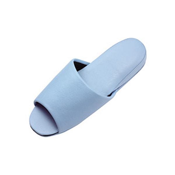 （まとめ） オーミケンシ 抗菌ビニールレザー調スリッパ（前開き） ブルー 1足 [x5セット]