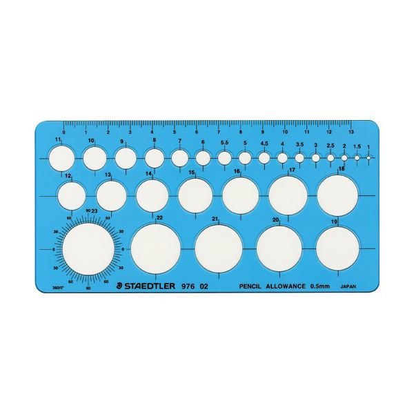 （まとめ） ステッドラー テンプレート 円定規 小 エッジ付 976 02 1枚 [x5セット]