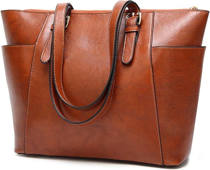 ビジネストートバッグ レディース メンズ 大容量 軽量 通勤 通学 大学生 高級 パソコン収納 puレザー 就活バッグ a4対応 ファスナー 男女兼用(ブラウン)