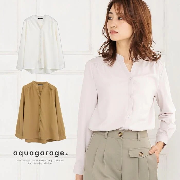 【迅速出荷】販売最低価 ! シャツ ブラウス 秋冬 レディース スキッパー 前開き 長袖 フォーマル きれいめ M L