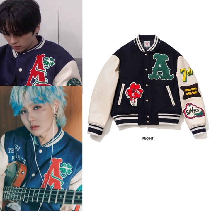 【Stray Kids着用】 7TH VARSITY JACKET-NAVY
