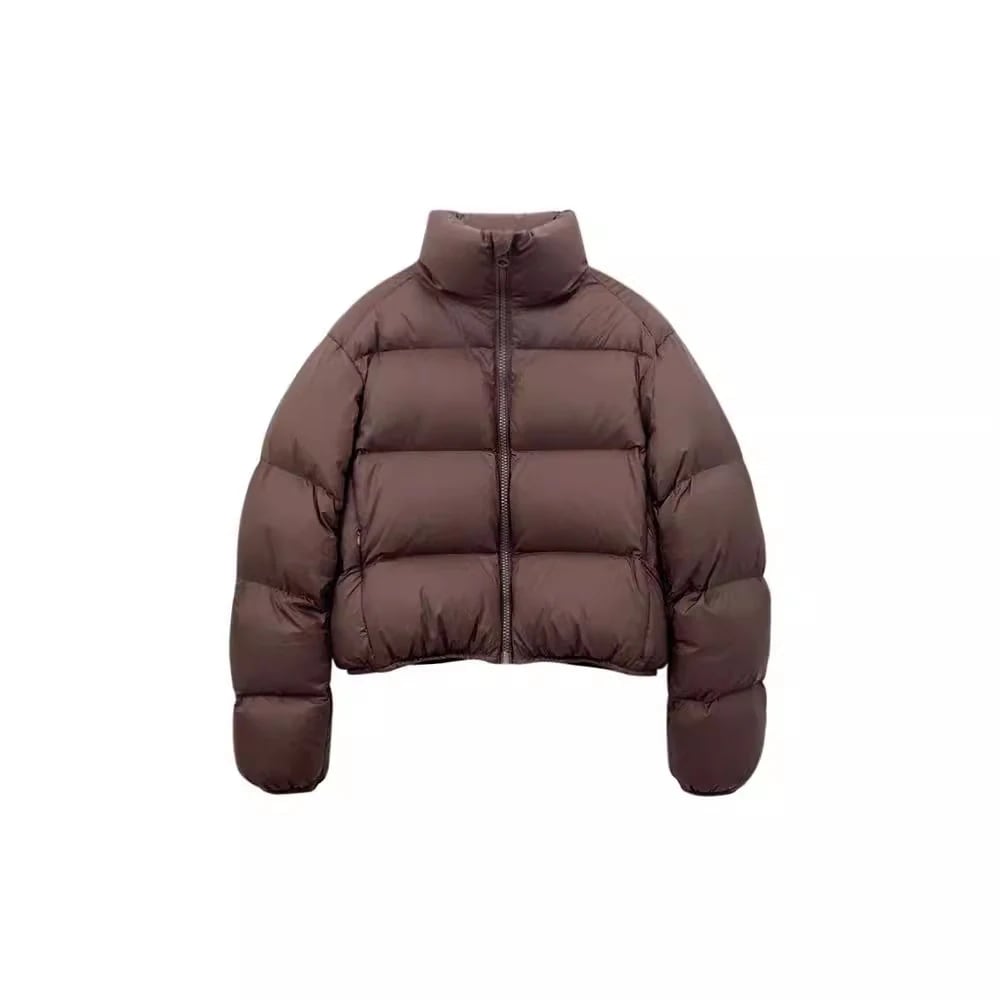 ショートダウンジャケット レディース 2025 ホワイトダックダウンブレッドジャケット スタンドカラースモールジャケット