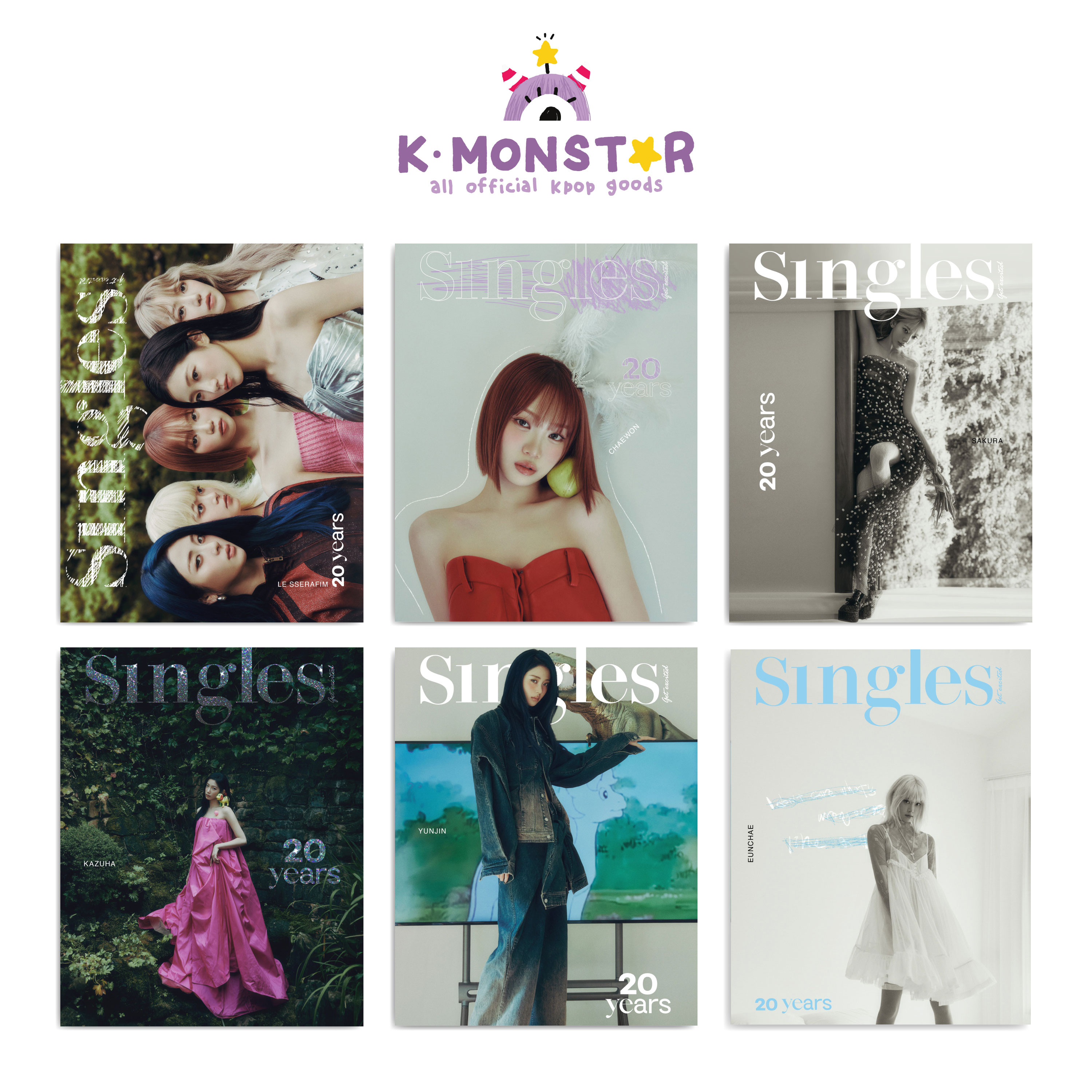 [和訳付き] Singles KOREA 6種SET 2024年 9月号 LE SSERAFIM