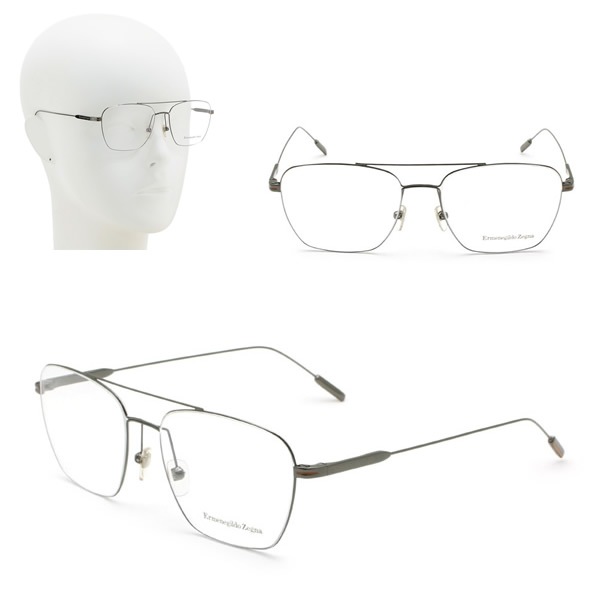 フレームのみ EZ5206/V 008 54 Ermenegildo Zegna メガネ 眼鏡 ガンメタル キャメル