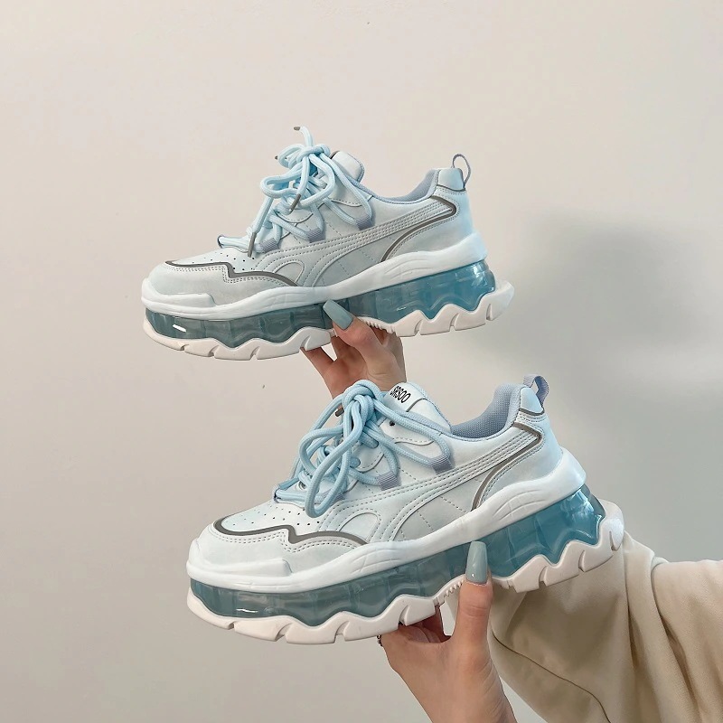 ゆめかわ 全3カラー 涼し気な スニーカー 足首ほっそり 厚底 ダッドシューズ 脚長効果 スタイルアップ 色っぽ 女っぽ カジュアル きれいめ 大人っぽ