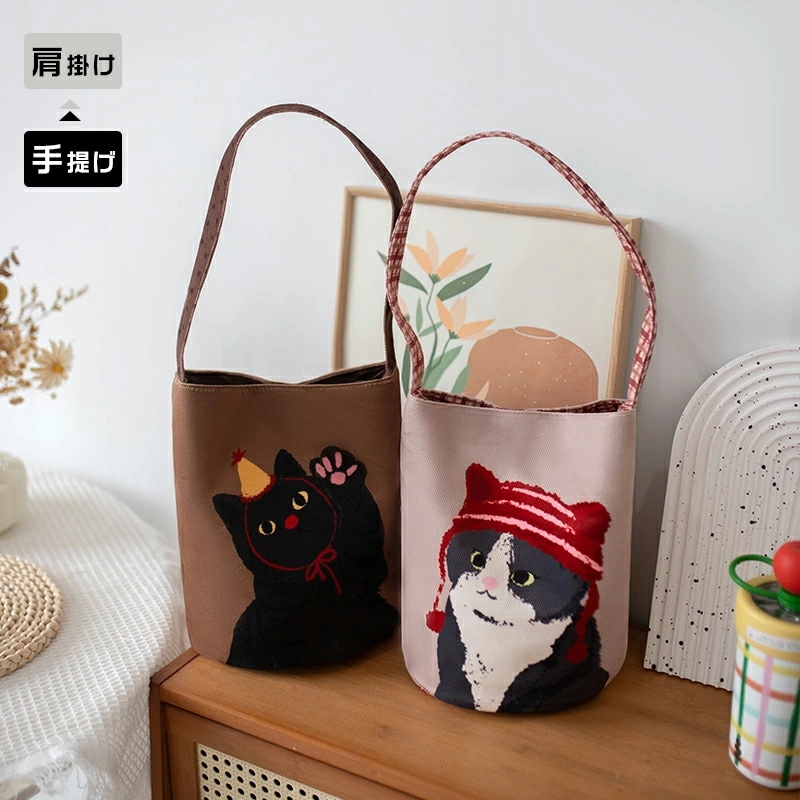 トートバック ショルダーバッグスクールバッグ 学生 キャンバス レディース 女性用 ハンドバッグ 鞄 カバン 大容量 A4 肩掛け 手提げバッグ 猫 ネコ 白 可愛い 高校生 帆布 収納 bag 旅行