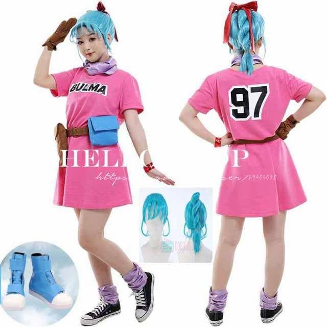 【品質良い 大好評中】ドラゴンボールZ ブルマ bulma コスプレ衣装 ウィッグ 靴 cosplay 変装 クリスマス アニメ イベント パーティ コスチューム変装 衣装
