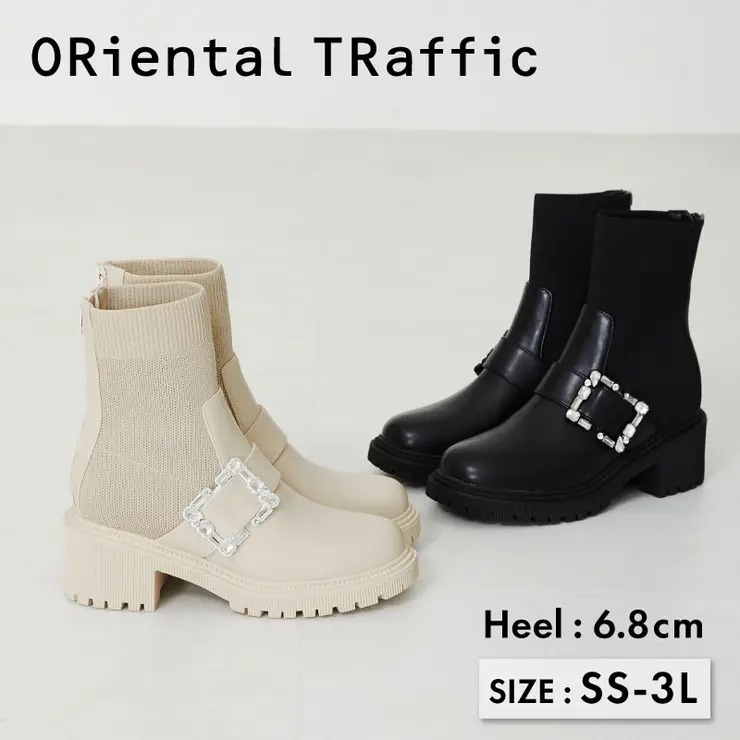 オリエンタルトラフィック厚底ビジューニットブーツ