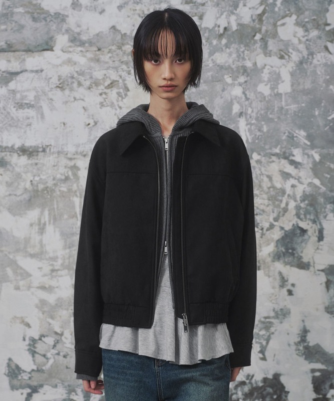 ウーマンズシンセティックスエードブルージョンジャケット[ブラック]