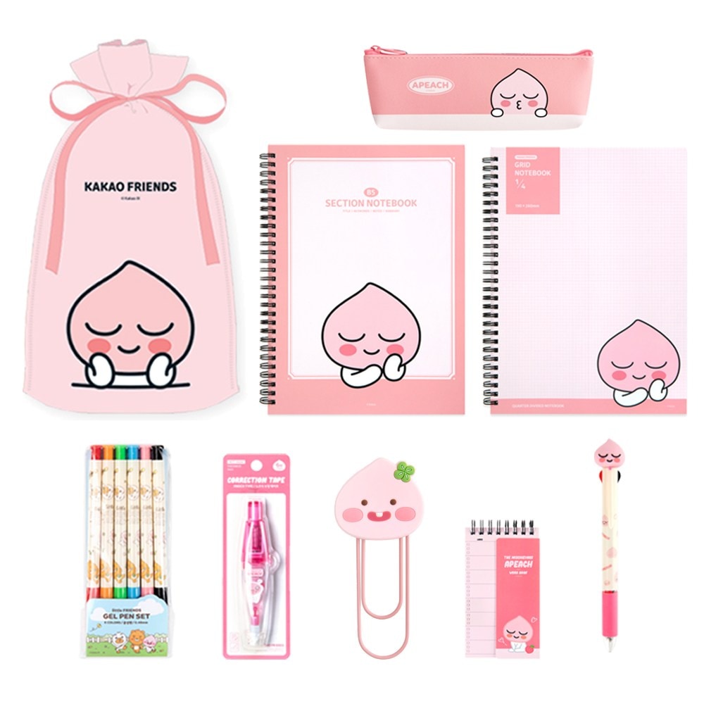 カカオフレンズ新学期レベルアップ文具セットアピーチ1セット
