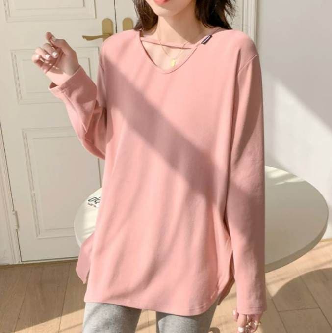 トップス プルオーバー カットソー 長袖 ストレート ワイド かわいい きれいめ シンプル カジュアル 大人 上品 おしゃれ かっこいい レトロ こなれ感 個性的 モード系 エレガント 無地 クール