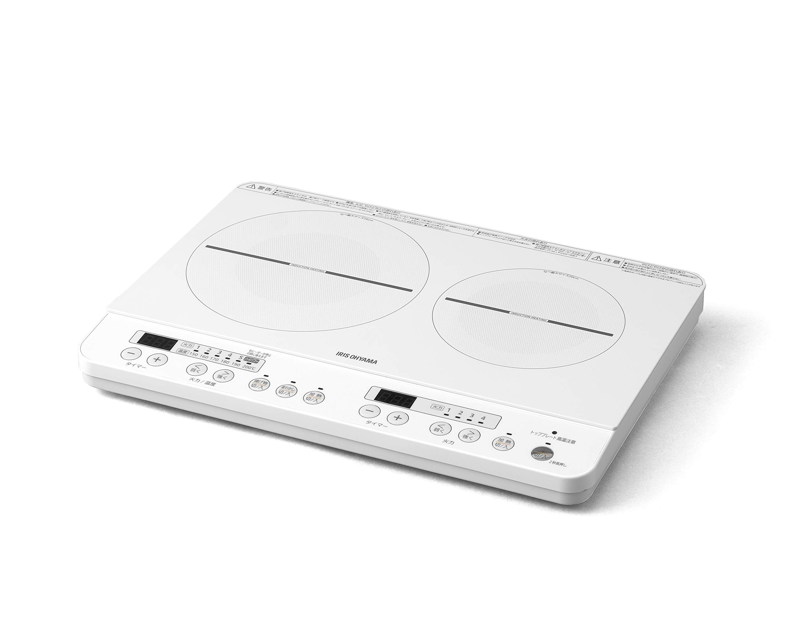 アイリスオーヤマ 2口 IHコンロ IHクッキングヒーター 1400W 100V ホワイト IHK-W12-W