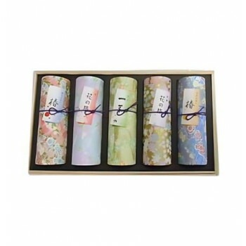 奥野晴明堂 花くらべ（5種アソート）和柄スタンド5本入 桐箱入り