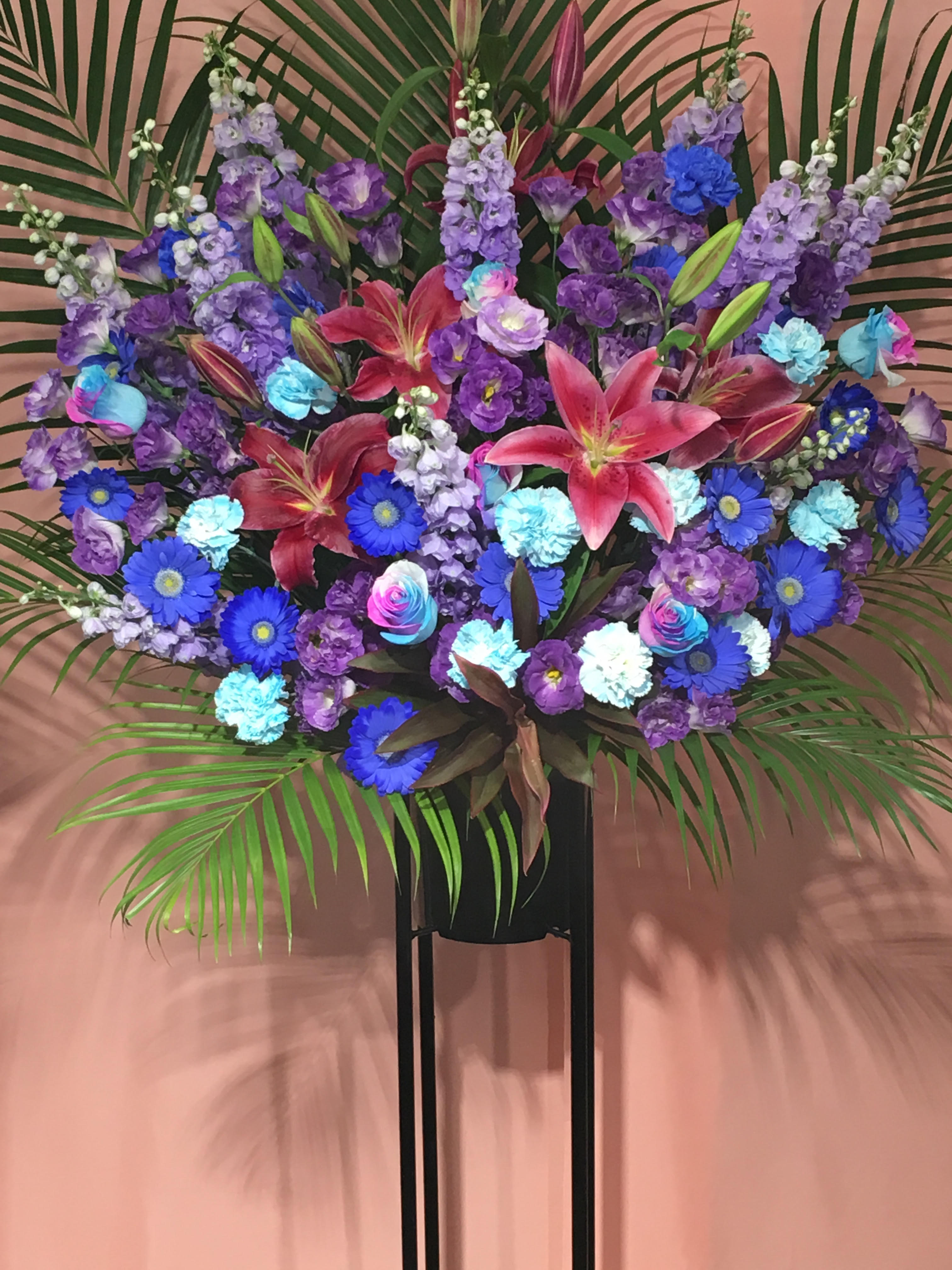 商品ID 2400 スタンド花 青紫系 1段 生花