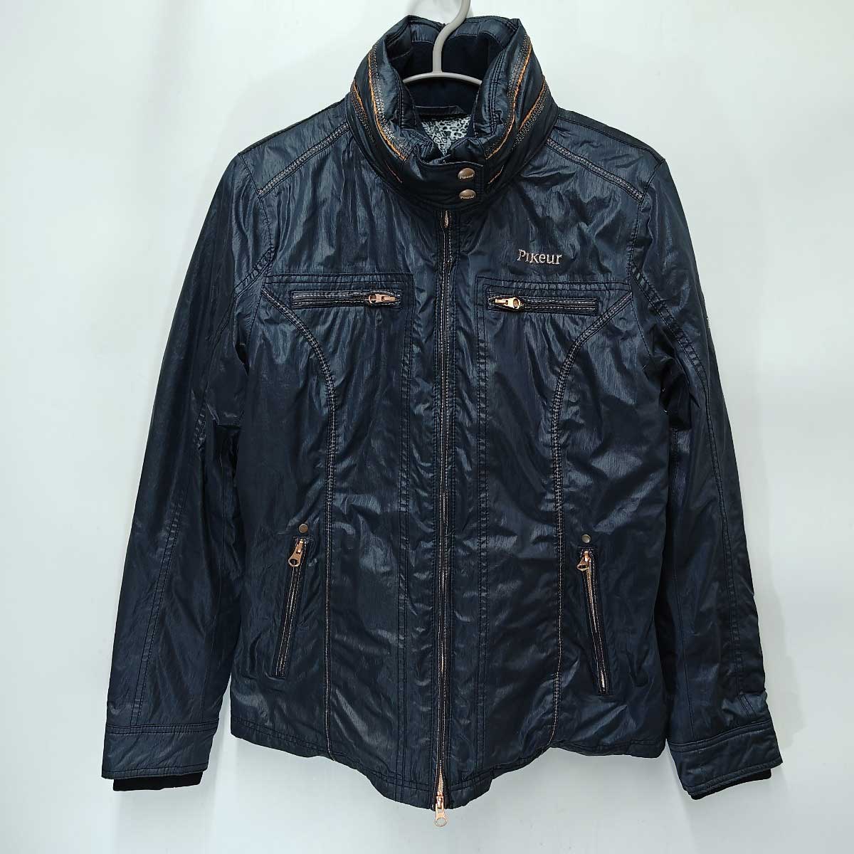 【中古】ピカー PIKEUR PRIMALOFT ジップアップ ライダース ジャケット I42 ネイビー レディース 乗馬 馬術