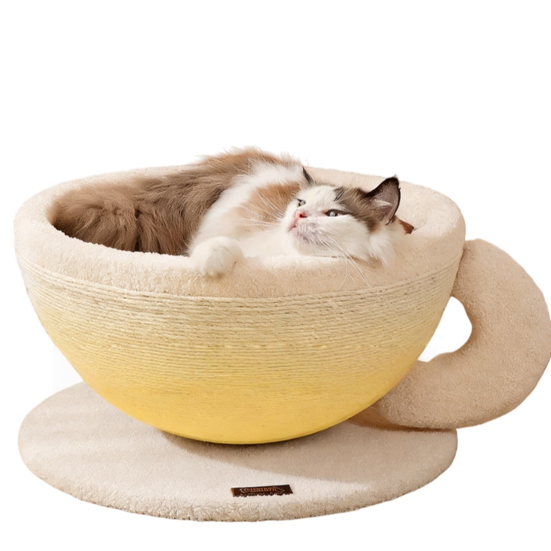 もぐって遊べる 剑麻キャットベッド 爪とぎ一体型 丈夫で長持ち 猫ちゃん用