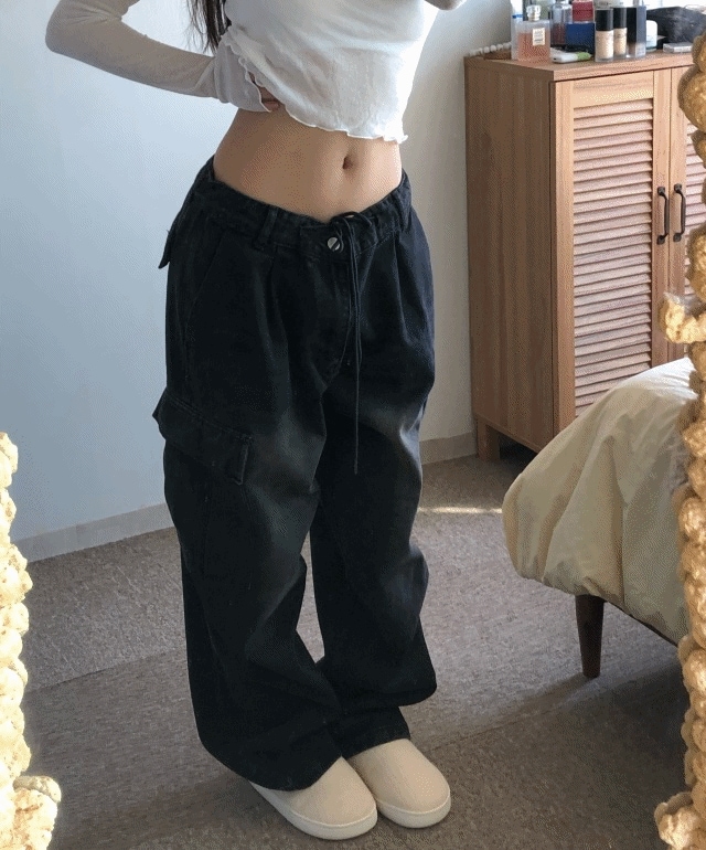 wide バンディング デニム パンツ [2color]
