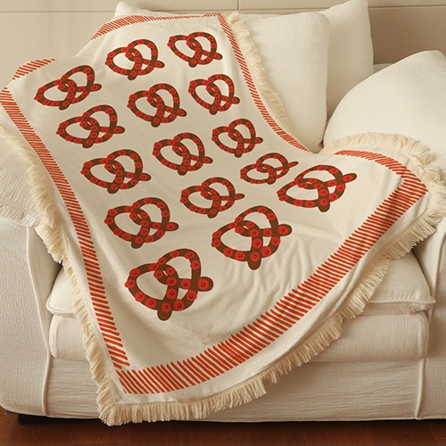 両面5mmマイクロファイバーブランケット 毛布 四季適用 なめらかで心地よい肌触り 洗える タッセル(100X150) チャユンアート 「Pretzel」