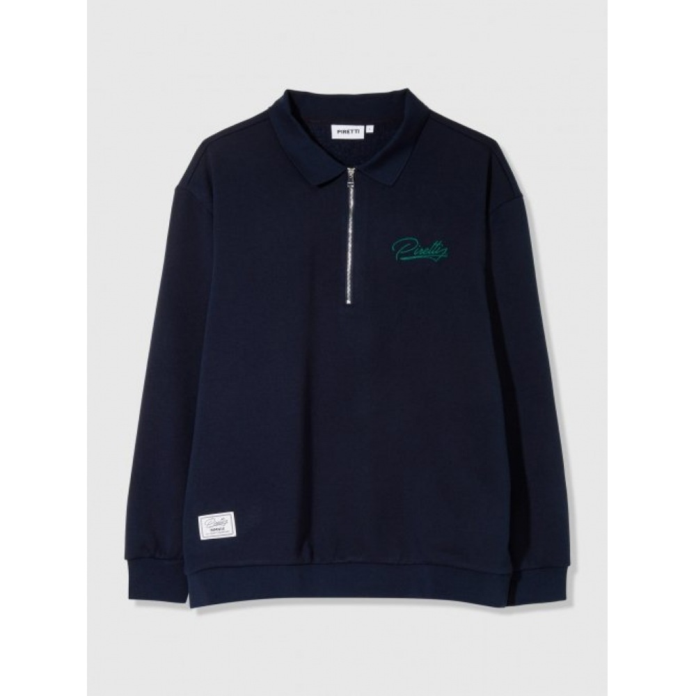 ピレッティバーシティハーフジップTシャツ M_ネイビー