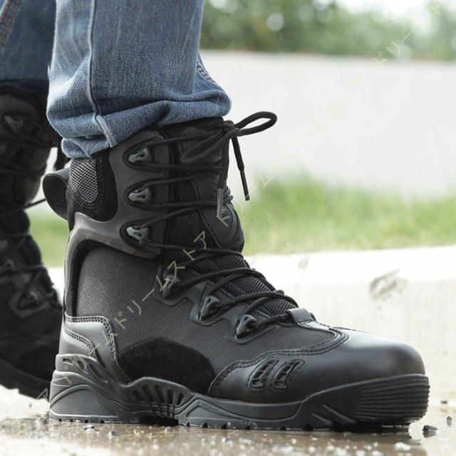 2025秋冬先行ミリタリーブーツ タクティカルブーツ コンバットブーツ サバゲーブーツ ライダーブーツ メンズ 作業靴 シューズ サイドジッパー 装備 黒 ワークブーツ