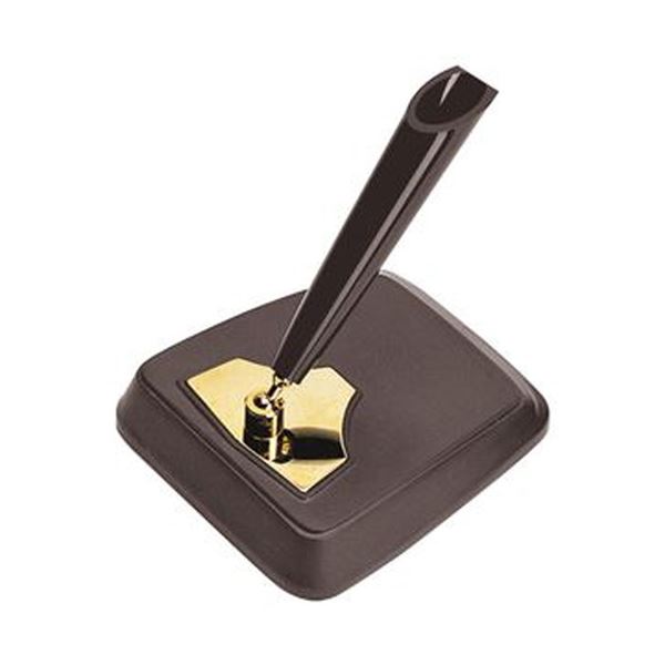 （まとめ）TANOSEE デスクペンスタンド 1本立 ブラウン 1個(×10セット)