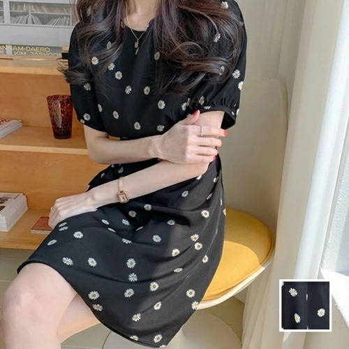 ワンピース カジュアル ショート ミニ丈ワンピ 韓国 ファッション レディース 春 夏 カジュアル コーデ シンプル 定番 セレカジ 20代 30代 40代 2025 ノーカラー パフスリーブ 5,073円