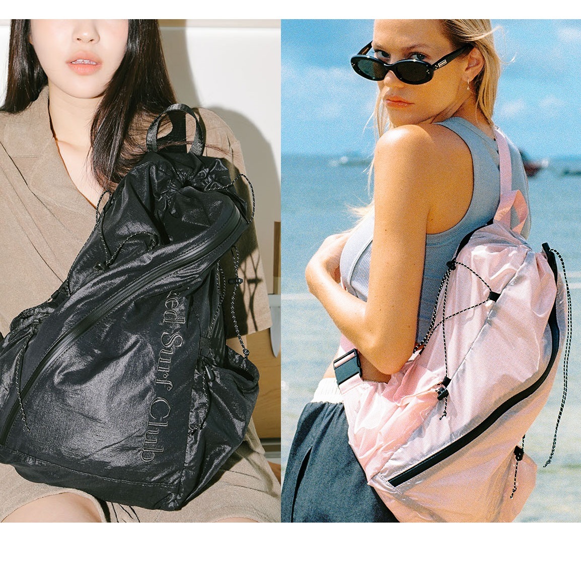 [NAKED SURF CLUB] [韓国人気ベスト商品] Waterproof Zipper Sling Bag (2色)