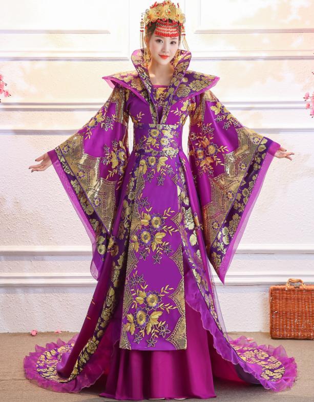 品質良い!店舗お勧め!9色　超豪華皇帝皇后仮装コスプレ衣装　中国古代宮廷衣装　華流チャイナドレス　漢唐時代中国風ウエディングドレス　代役男性用可舞台演出衣装　ステージ衣装　スパンコール刺繍振袖引き裾唐