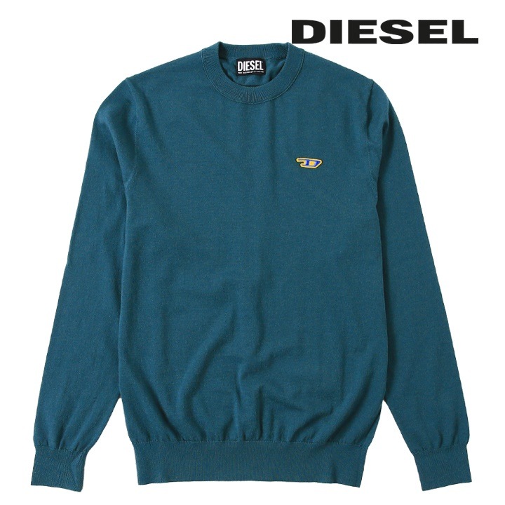 長袖ニットセーター メンズ K-TORRANCE ワンポイント刺繍ロゴパッチ ストレッチウール die-m-t-f4-218