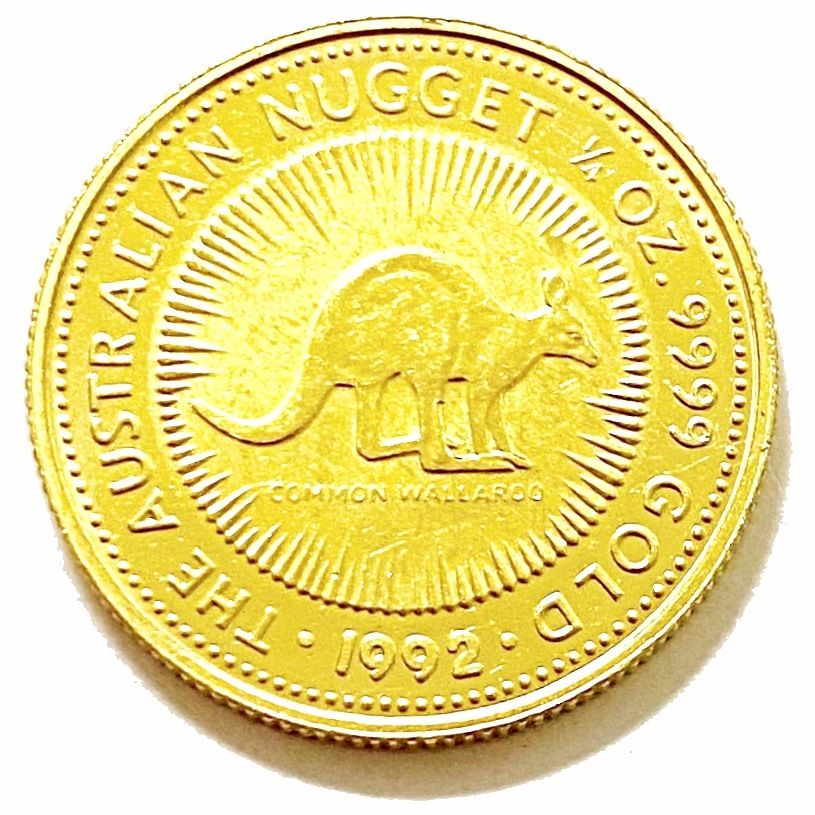 純金 カンガルー金貨 1/4オンス 7.77g 流通品 1992年 K24 24金 クリアケース入 オーストラリア造幣局 1/4oz ギフト