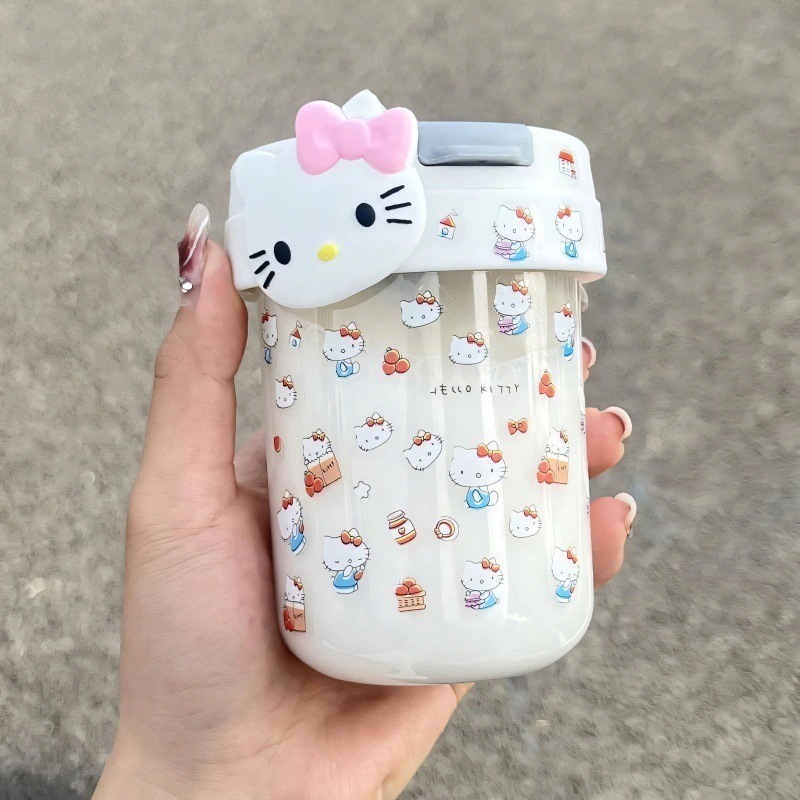 団体購入8件 hellokitty大容量ストローカップ女子可愛い漫画学生プラスチックカップ耐落下耐高温カップ 7,344円