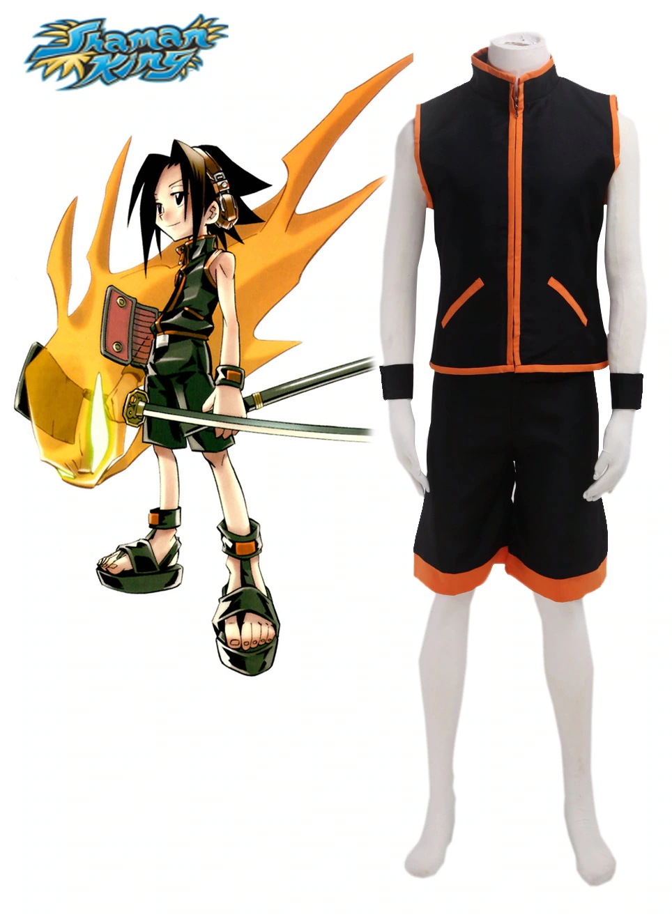 [今日は安い-出荷が早い]シャーマンキング 麻倉葉 戦闘服 コスプレ衣装 コスチューム品質良い 店舗お勧め