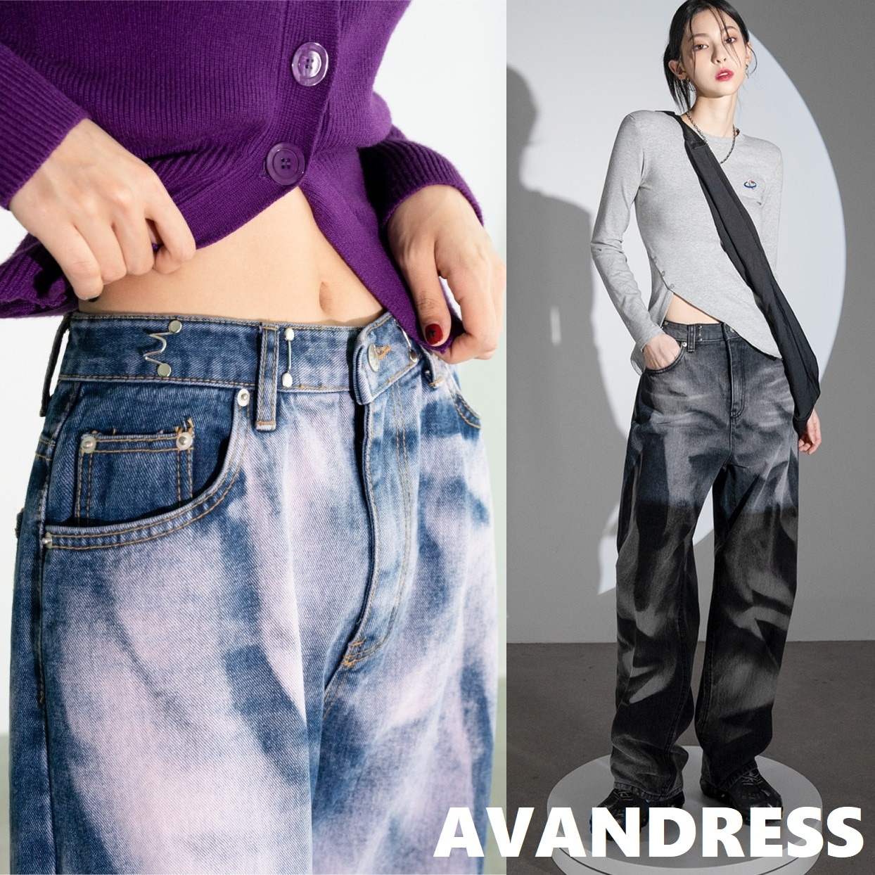 23 S / S韓国人気T.D.I. Buckle Denim Pants [3色]