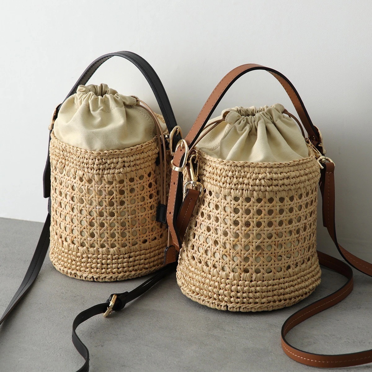 ROBERTO PANCANI ロベルトパンカーニ かごバッグ 5029 レディース レザー×ラフィア ハンドバッグ バケットバッグ 鞄 カラー2色 【mega】