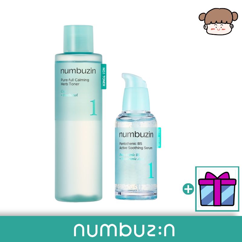 【水分鎮静・赤みケア】numbuzin 1番 トナー＋セラム2点セット/スージングセラム 水分鎮静 赤みケア 化粧水 敏感肌 スキンケア ニキビ予防 韓国スキンケア クーリング鎮静 ゆらぎ