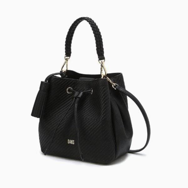 AK Bundang店 ハンドバッグ ブラック ハウスチェック 京版 レザー バケットバッグ DCBA6E413BK