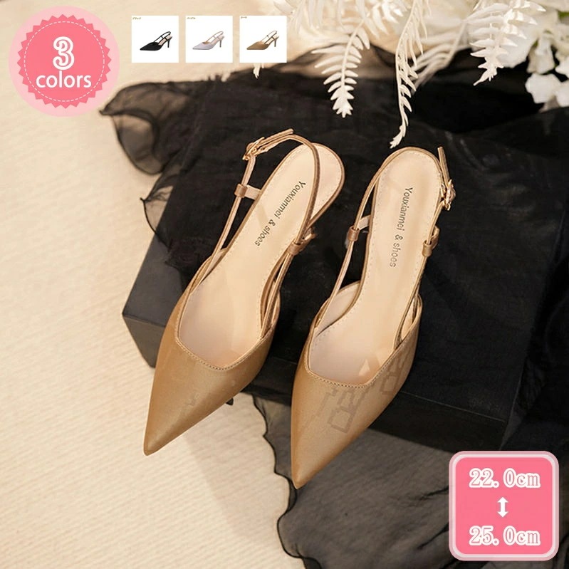 777円OFFクーポン バックストラップサンダル パンプス ストラップ付き 後付け 甲浅 光沢感 ポインテッドトゥ ピンヒール サンダル ミュールパンプス 美脚バックハンド 細ヒール おしゃれ 美脚