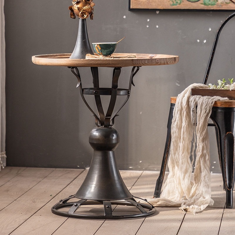 サイドテーブル ヴィンテージ調 カントリー 北欧 西洋 カフェ風 アイアン インダストリアル 木目 コーヒーテーブ ブラック お洒落 モダン