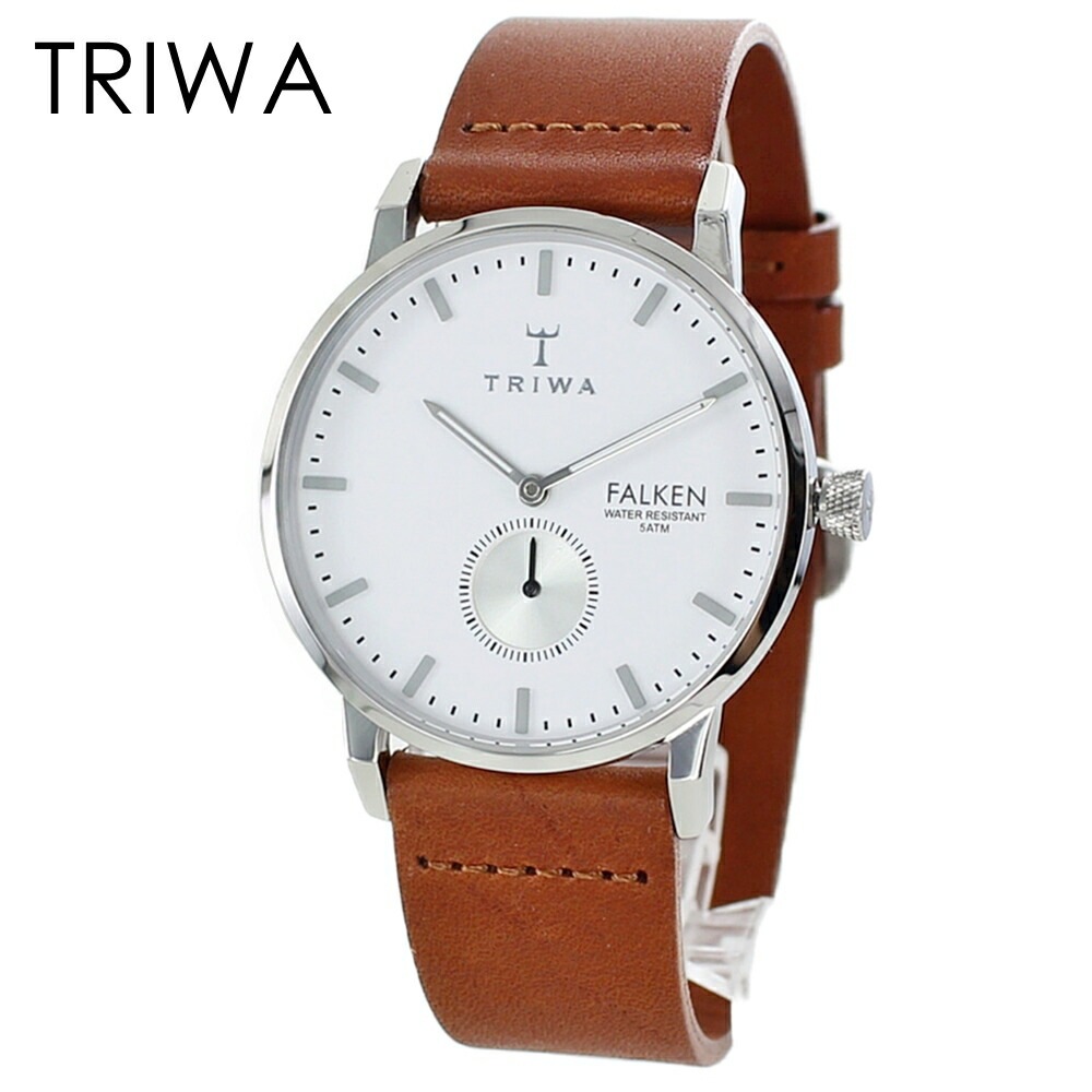 トリワ 時計 メンズ レディース ユニセックス 腕時計 手表 ファルケン スモセコ ブラウン レザー シルバー FAST103-CL010212 誕生日プレゼント ポイント消化